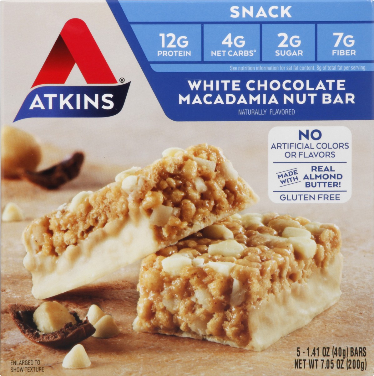 slide 6 of 9, Atkins White Chocolate Snack Bar 5Pk, 7.05 oz