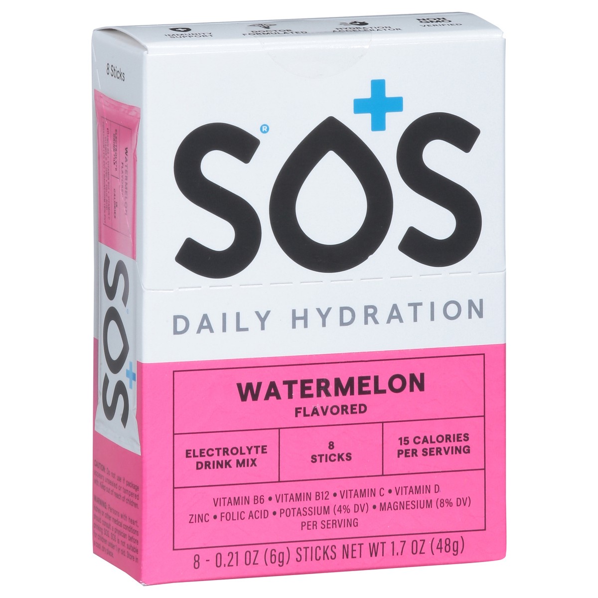 slide 13 of 15, S.O.S. Daily Hydration Watermelon Electrolyte Drink Mix Sticks - 8 ct, 8 ct