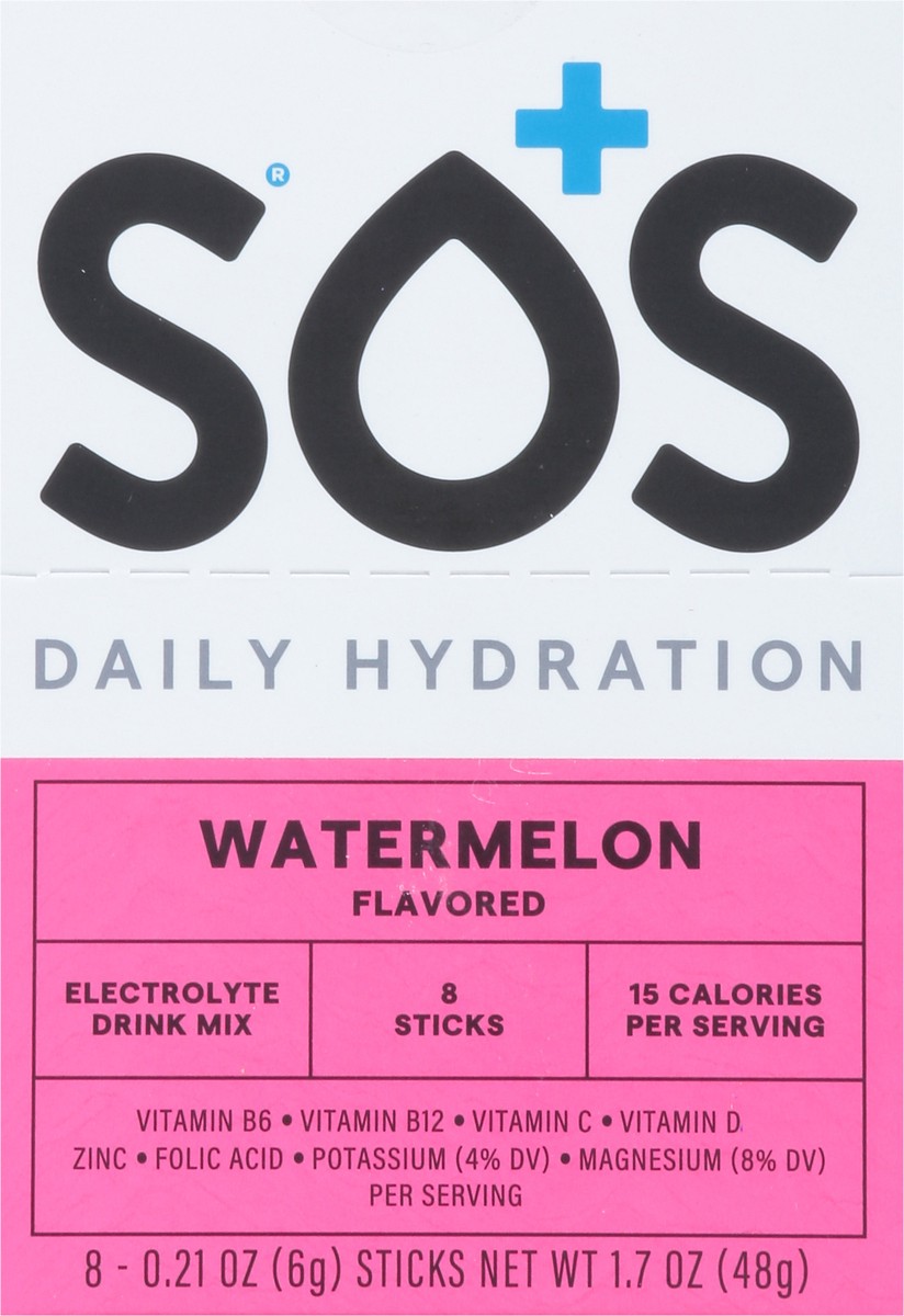 slide 14 of 15, S.O.S. Daily Hydration Watermelon Electrolyte Drink Mix Sticks - 8 ct, 8 ct