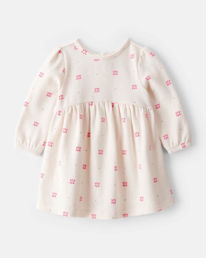 slide 3 of 6, Carter's Carters Baby Girl 2-Piece Floral Motif Sherpa Long-Sleeve Dress Set - White/Pink Pink/White 18M, 2 pc