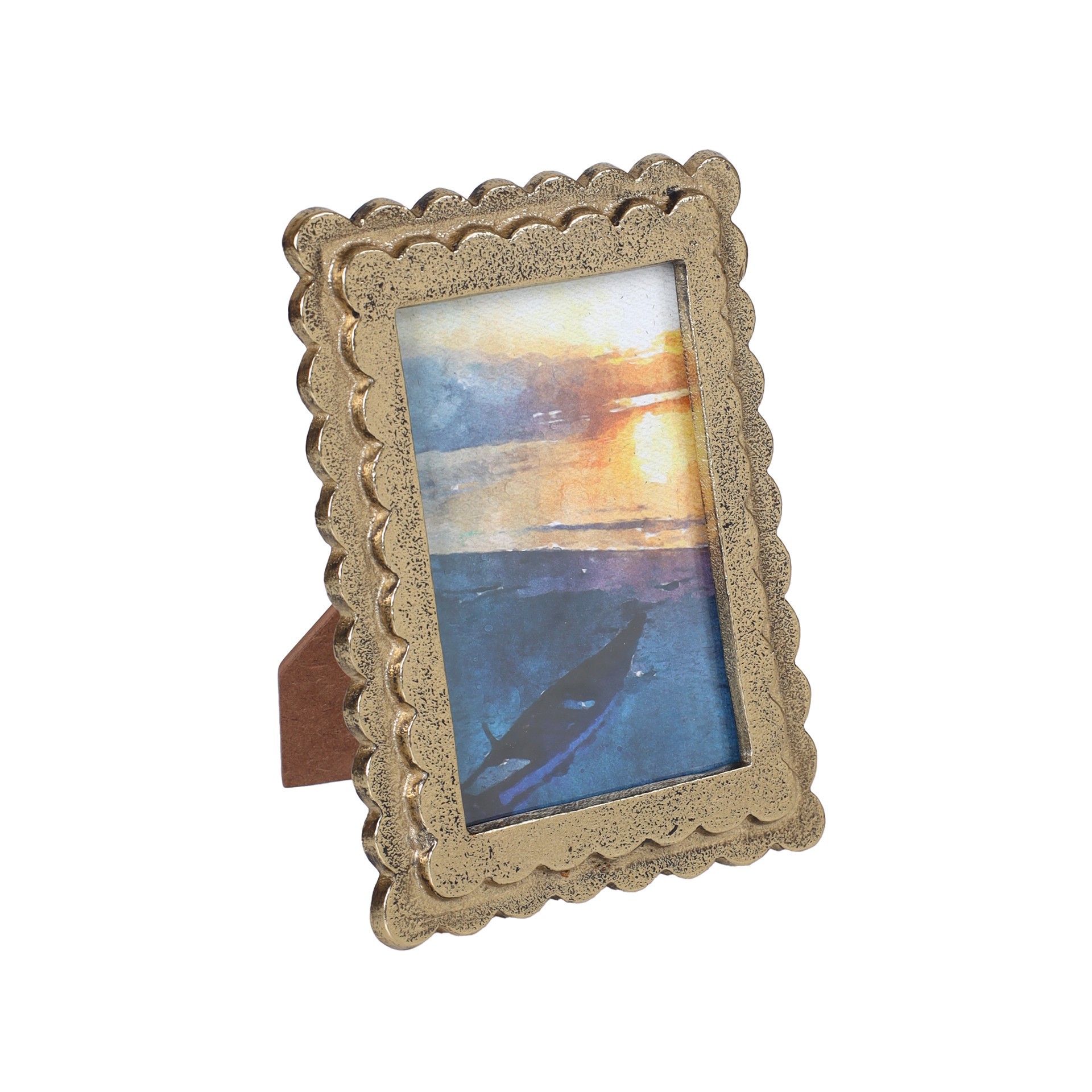 slide 2 of 2, 4" X 6" Gold Metal Scallop Tabletop Frame, Atelier By Studio Decor, 4 in x 6 in