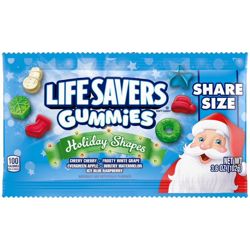 slide 1 of 1, LIFE SAVERS Gummies Holiday Shapes Stocking Stuffers, Share Size, 2 Oz Bag, 3.6 oz