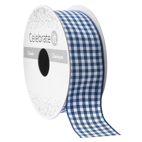 slide 1 of 2, 1" X 5yd. Gingham Ribbon By Celebrate It Classic, 1 in x 5 yd