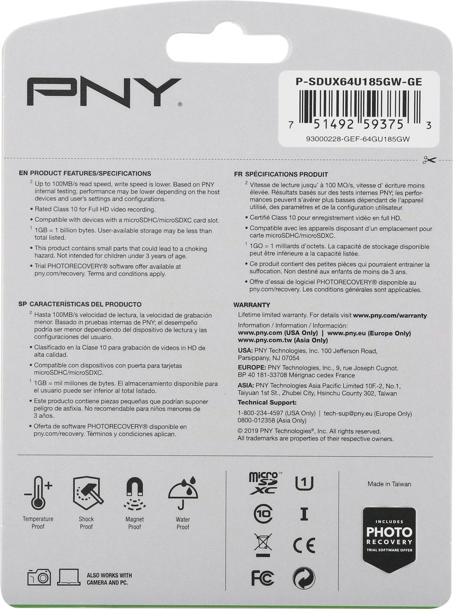 slide 4 of 9, PNY 64 GB Elite MicroSDXC Flash Card 1 ea Card, 1 ct