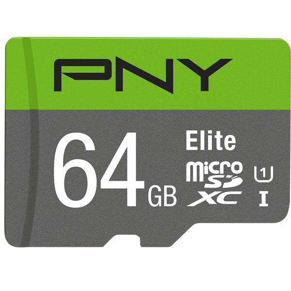 slide 1 of 1, PNY Elite Microsdxc Memory Card And Adapter - Gray/Green, 64 GB