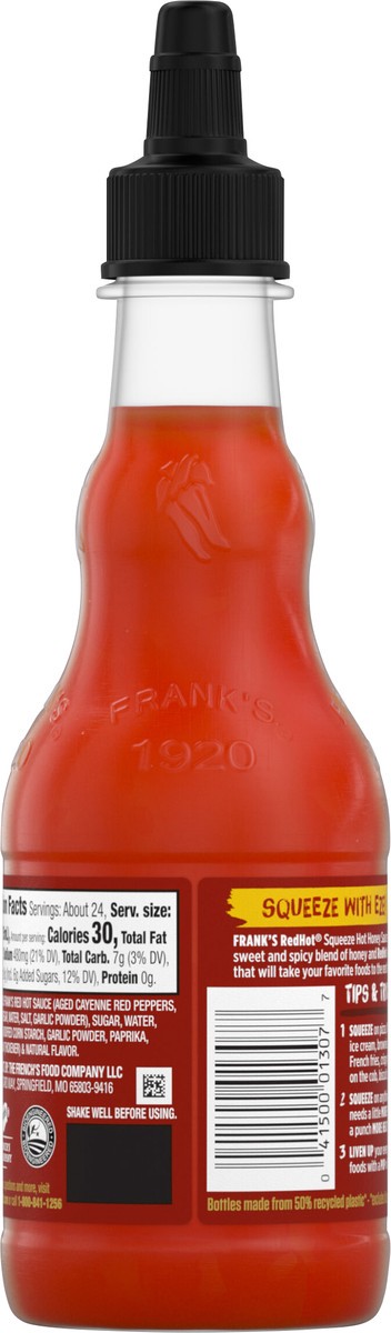 slide 10 of 13, Frank's RedHot Hot Honey Squeeze Hot Sauce, 12 fl oz, 12 fl oz