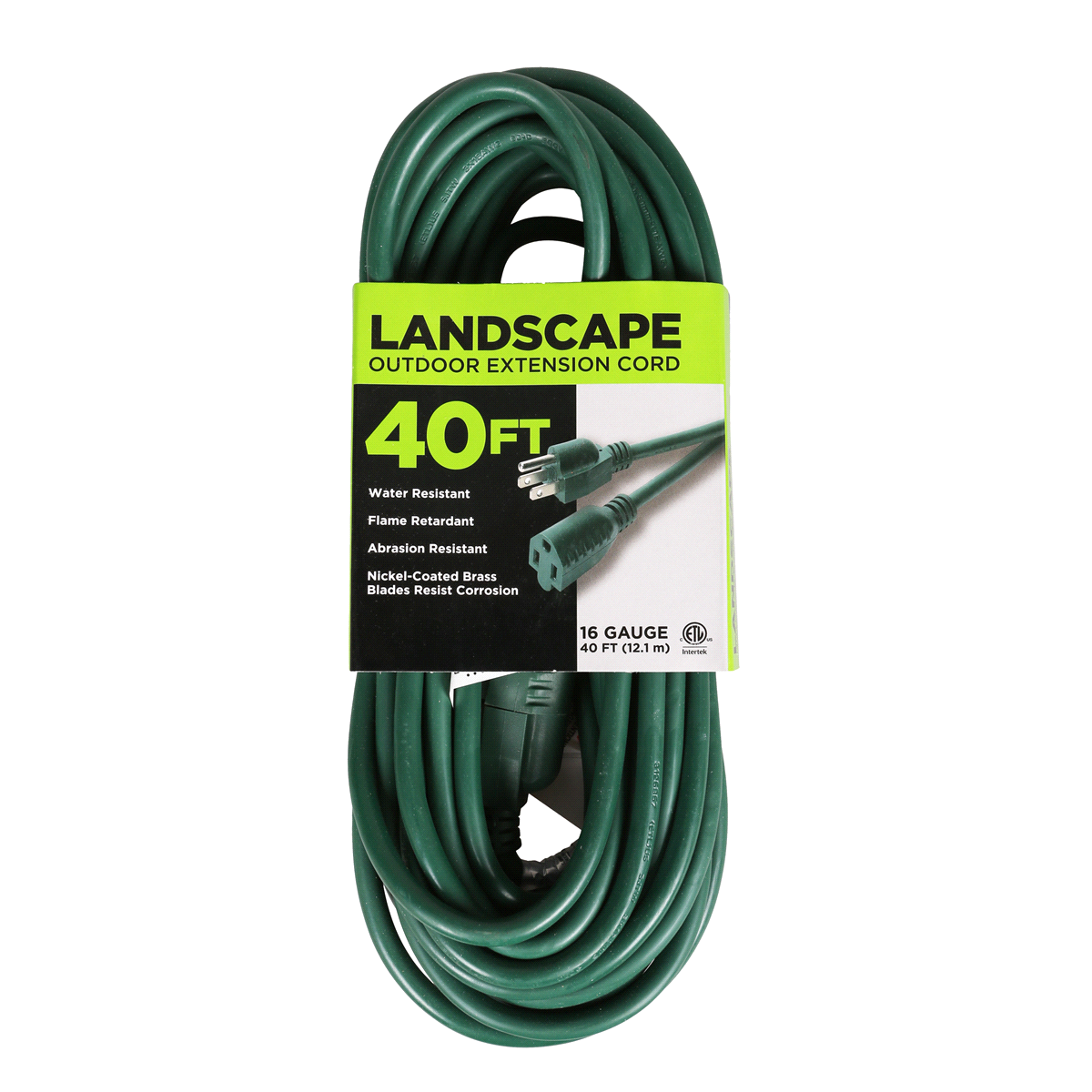 slide 1 of 5, Outdoor 16/3 SJTW Extension Cord - Green, 40 ft