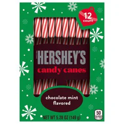 HERSHEY'S Chocolate Mint Flavored, Christmas Candy Canes Box, 5.28 oz (12 Pieces)