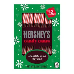 HERSHEY'S Chocolate Mint Flavored, Christmas Candy Canes Box, 5.28 oz (12 Pieces)
