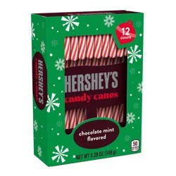 Hershey's Chocolate Mint Flavored Christmas Candy Canes Box, 5.28 oz (12 Pieces)