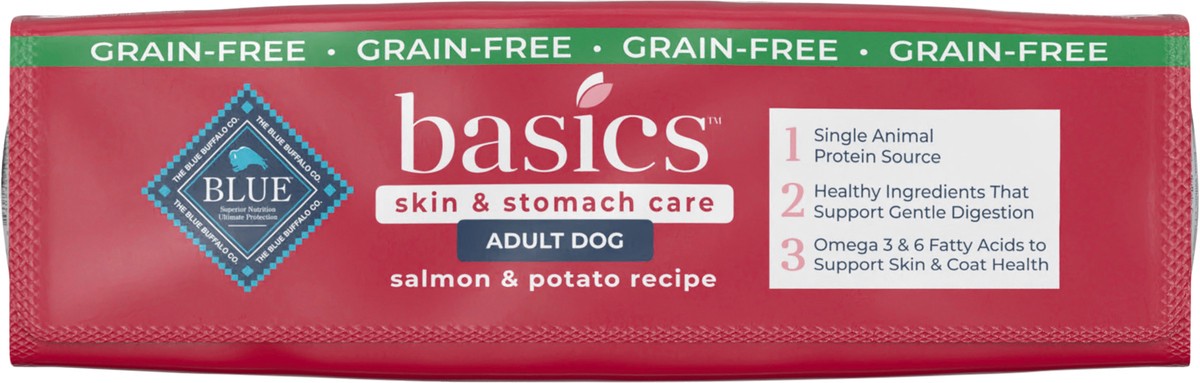 slide 6 of 9, Blue Buffalo Blue Basics Limited Ingredient Grain Free Salmon & Potato Adult Dog Food, 22 lb