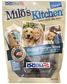 slide 1 of 1, Milo's Kitchen Grilled Burger Bites Dog Treats, 15 oz