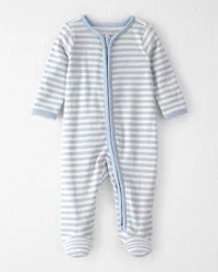 Baby Organic Cotton Sleep & Play Pajama in Stripes Blue Stripes - 6M