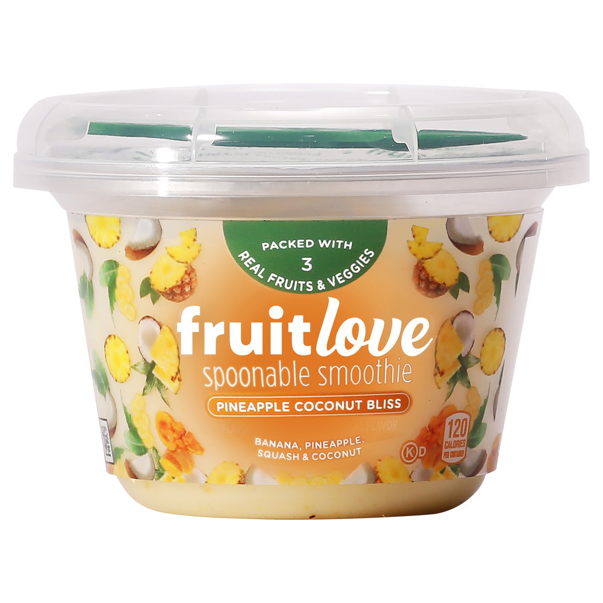 slide 1 of 8, Fruit Love Fruitlove Pineapple Coconut Bliss Spoonable Smoothie, 5.3 oz Cup & Spoon, 5.3 oz