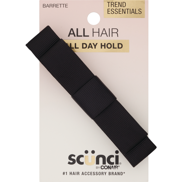 slide 1 of 1, scünci Scunci 1-Pk Gros Bow Barrette Black, 1 ct