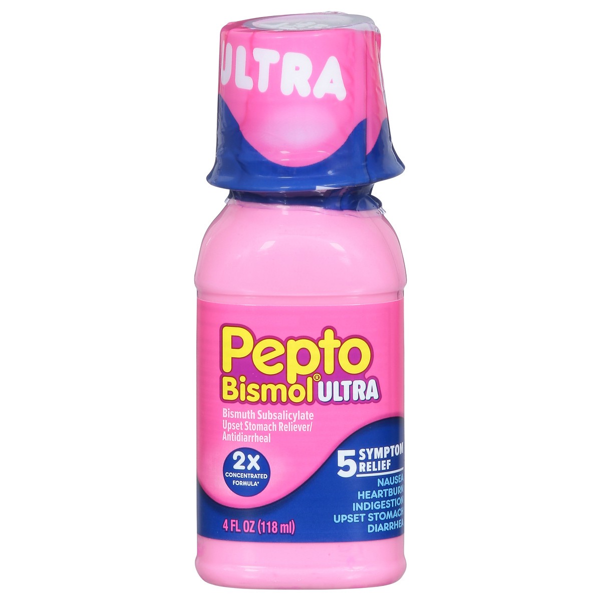 slide 1 of 1, Pepto-Bismol Ultra Upset Stomach Reliever/Antidiarrheal 4 fl oz, 4 fl oz