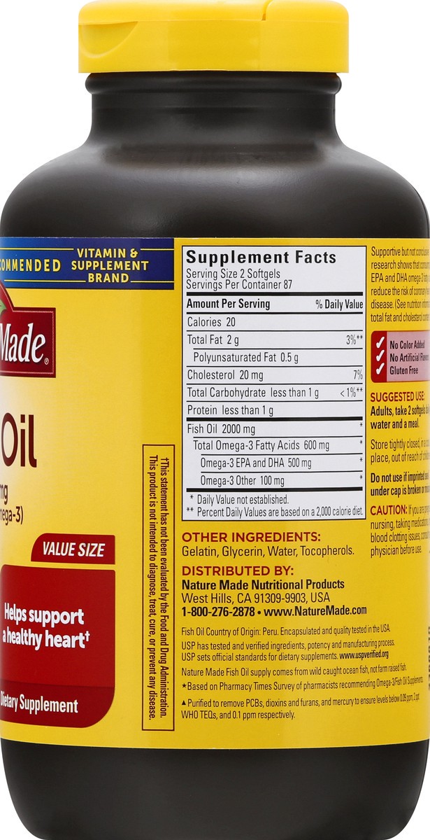 slide 7 of 9, Nature Made Value Size Softgels Fish Oil 175 ea, 175 ct; 1000 mg