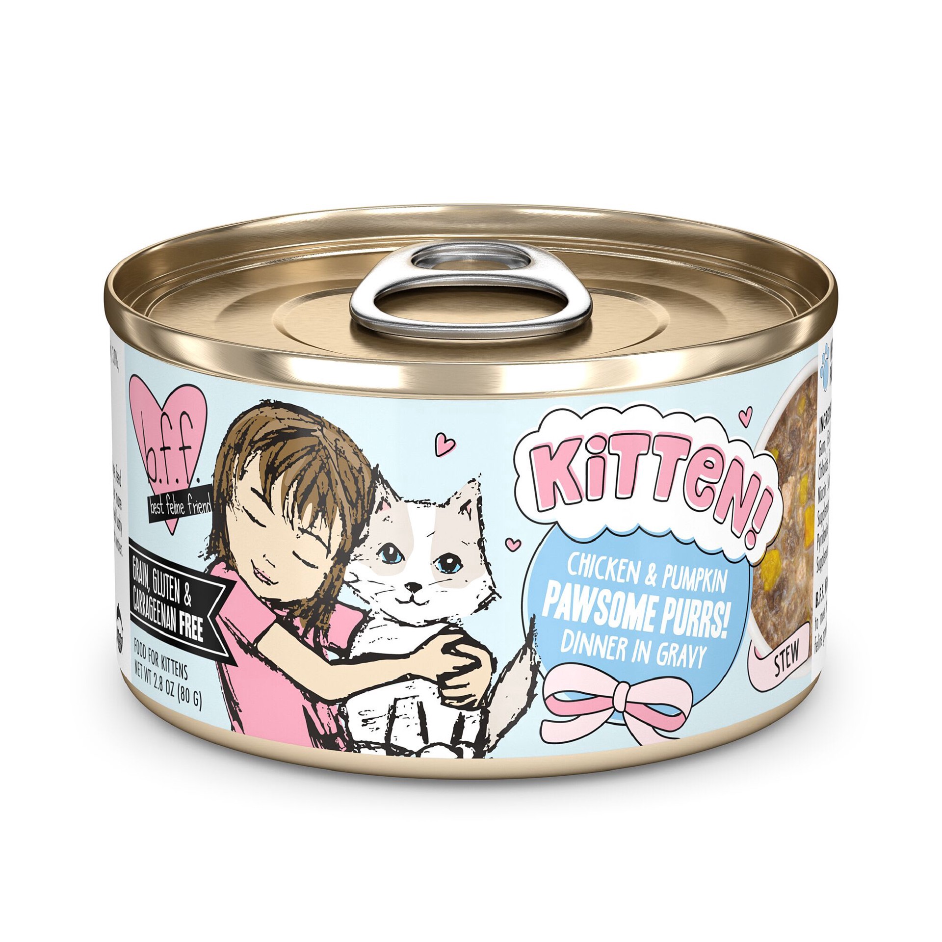 slide 1 of 1, B.F.F. Kitten! Chicken & Pumpkin Pawsome Purrs! Dinner in Gravy Wet Cat Food, 2.8 oz