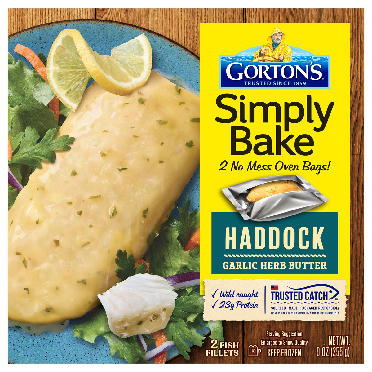 slide 1 of 12, Gorton's Simply Bake Haddock Garlic Herb Butter 2 CT, 9 oz