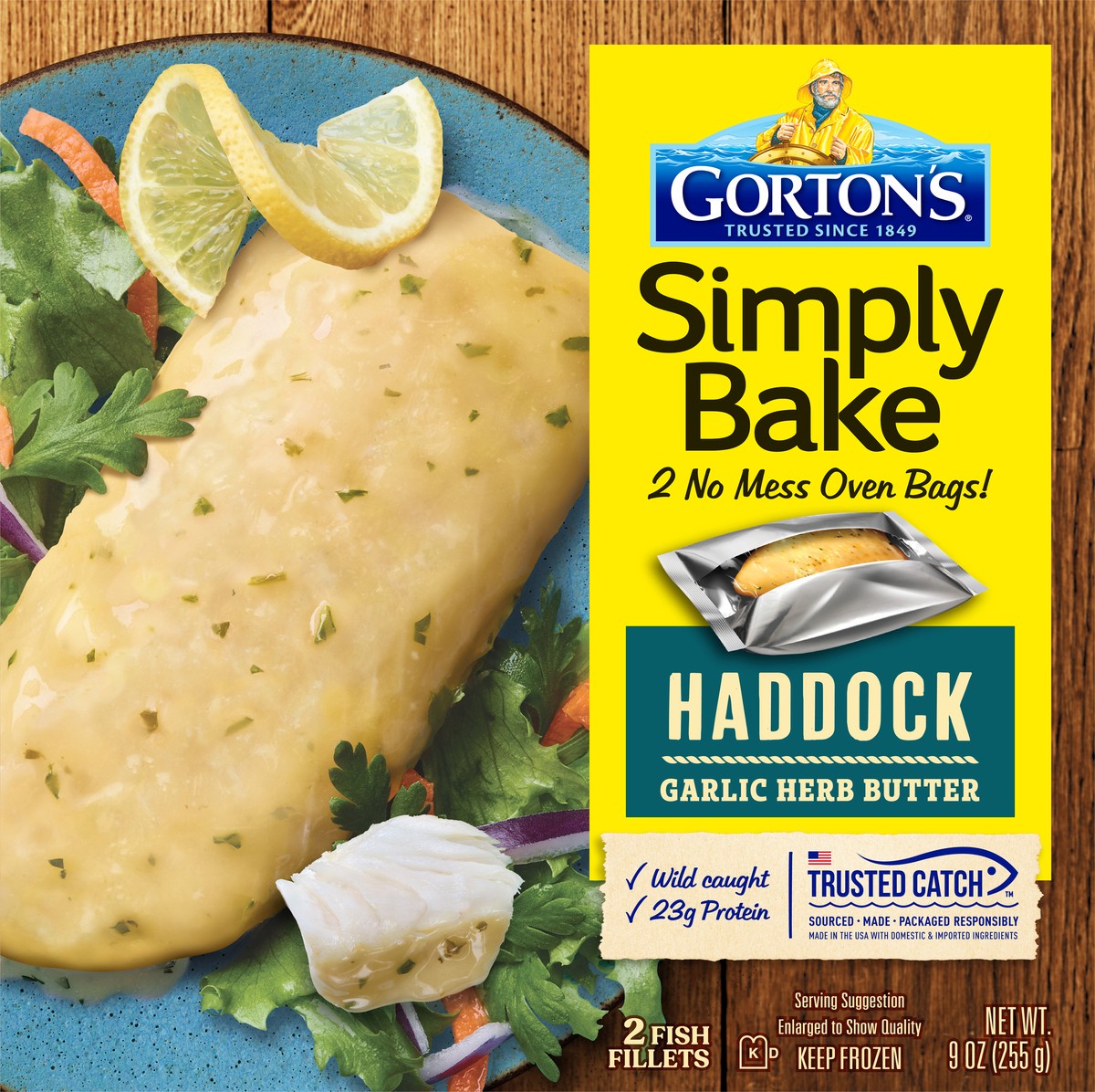 slide 4 of 12, Gorton's Simply Bake Haddock Garlic Herb Butter 2 CT, 9 oz