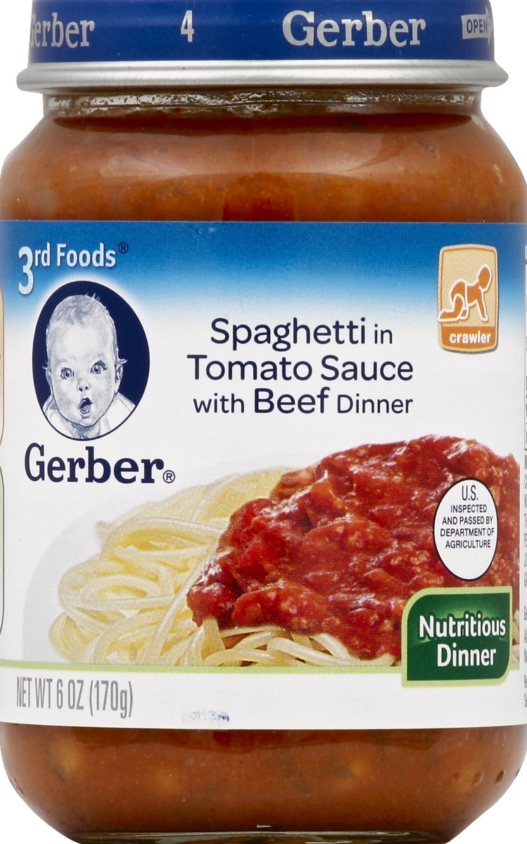 slide 2 of 3, Gerber Nutritious Dinner, Spaghetti in Tomato Sauce with Beef Dinner, 6 oz