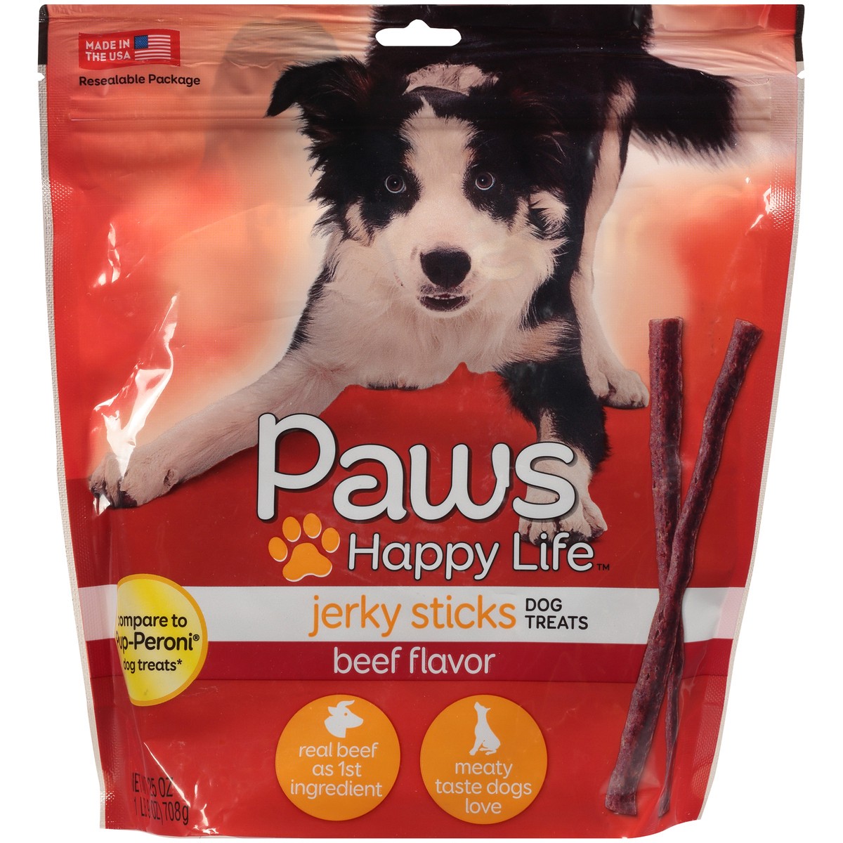 slide 6 of 13, Paws Happy Life Jerky Sticks Beef Flavor Dog Treats 25 oz, 25 oz