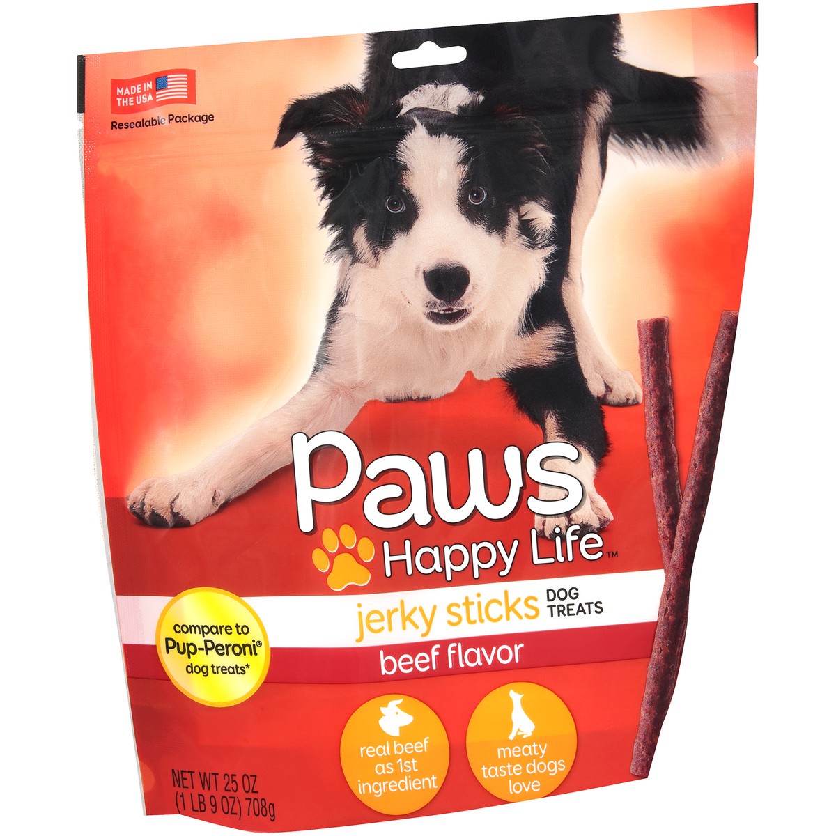 slide 13 of 13, Paws Happy Life Jerky Sticks Beef Flavor Dog Treats 25 oz, 25 oz