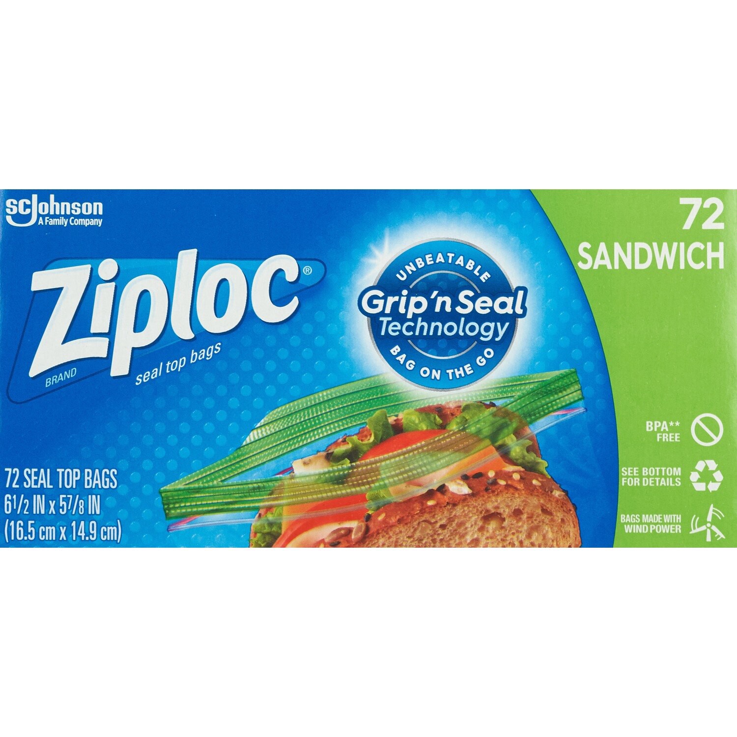 slide 1 of 1, Ziploc Brand Sandwich Bags with EasyGuide™ Texture, Grip ''n Seal Technology™, 90 count, 90 ct