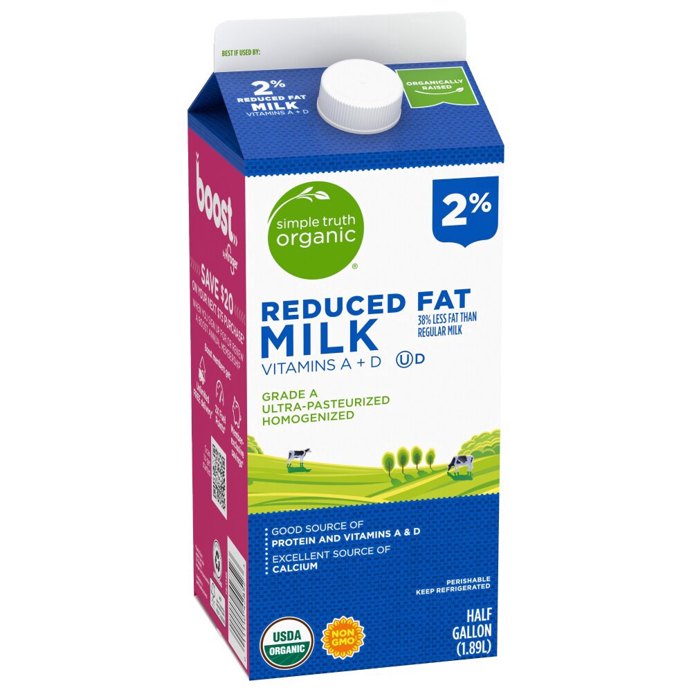 slide 6 of 6, Simple Truth Organic 2% Reduced Fat Milk, 1/2 gal