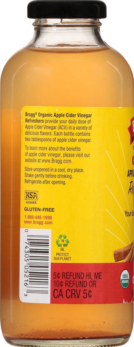 slide 6 of 12, Bragg Apple Cider Vinegar, Organic, Apple Cinnamon, Prebiotic- 16 oz, 16 fl oz