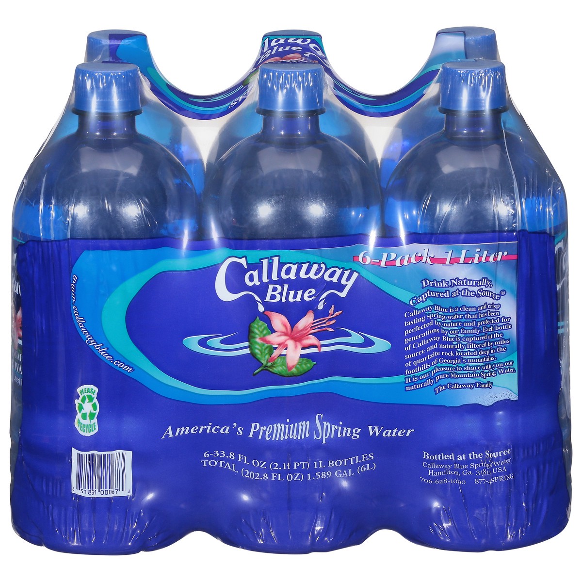 slide 2 of 12, Callaway Blue Premium Spring Water 6 - 33.8 fl oz Bottles, 6 ct