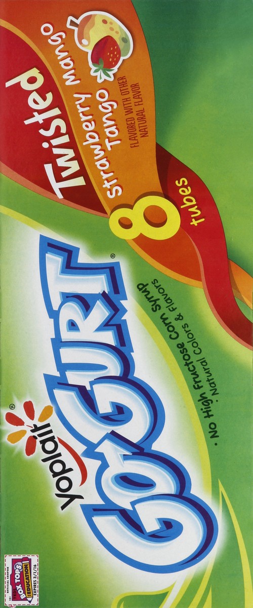 slide 5 of 5, Yoplait Yogurt, Low Fat, Twisted, Portable, Strawberry Mango Tango, 8 ct; 2.25 oz