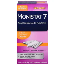 Monistat 7 Day Yeast Infection Treatment for Women, 7 Miconazole Cream Applications with 7 Disposable Applicators, 1 Kit