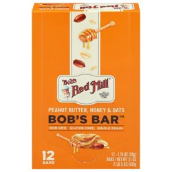 Bob's Red Mill Bob�s Bar, Peanut Butter Honey & Oats 12-1.76 Oz