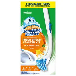 Scrubbing Bubbles Fresh Brush, Starter Kit with Toilet Brush, Stand & 4 Pads, Citrus Scent