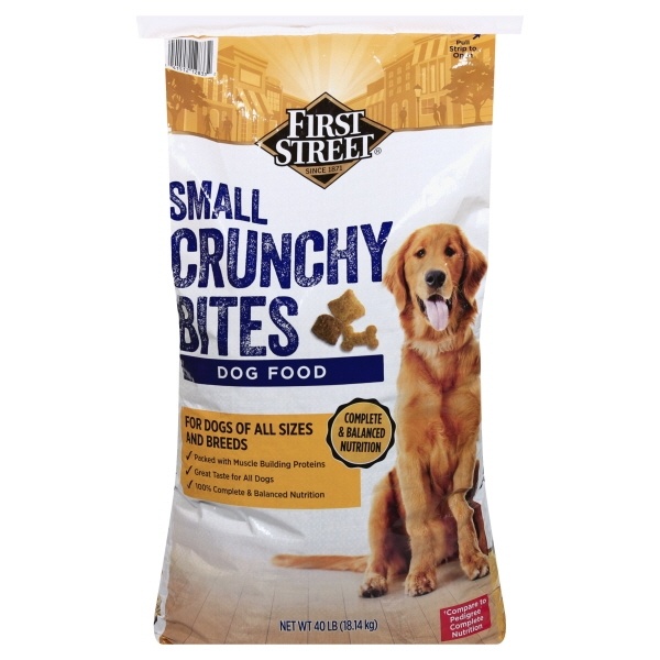 slide 1 of 1, First Street Small Crunchy Bites Dog Food, 40 lb