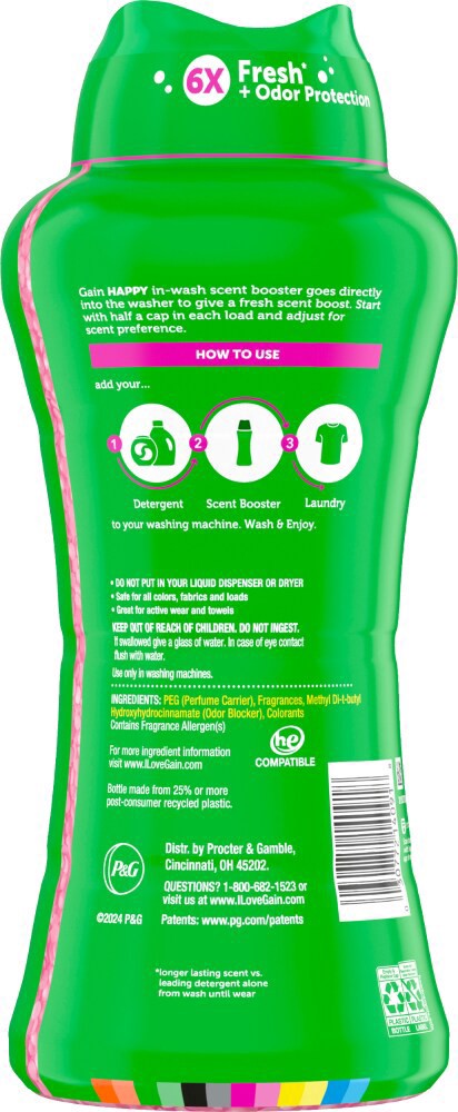 slide 3 of 6, Gain® 6x Fresh + Odor Protection Happy Hibiscus Hula Scent Booster, 24 oz