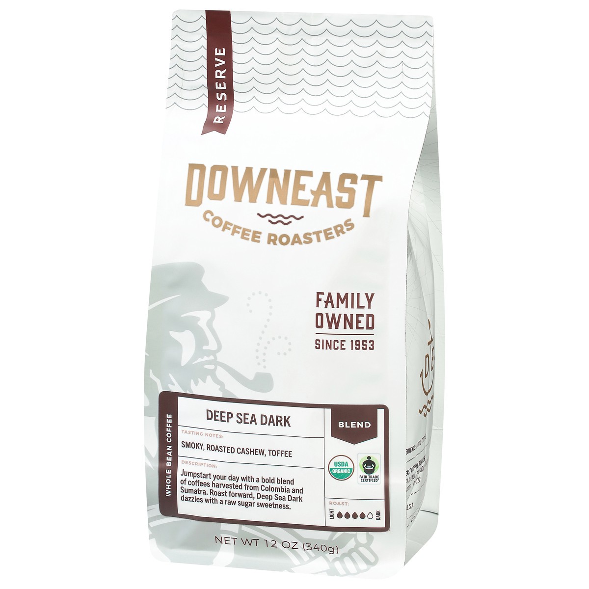 slide 4 of 4, Downeast Coffee Roasters Whole Bean Dark Roast Deep Sea Dark Coffee 12 oz, 12 oz