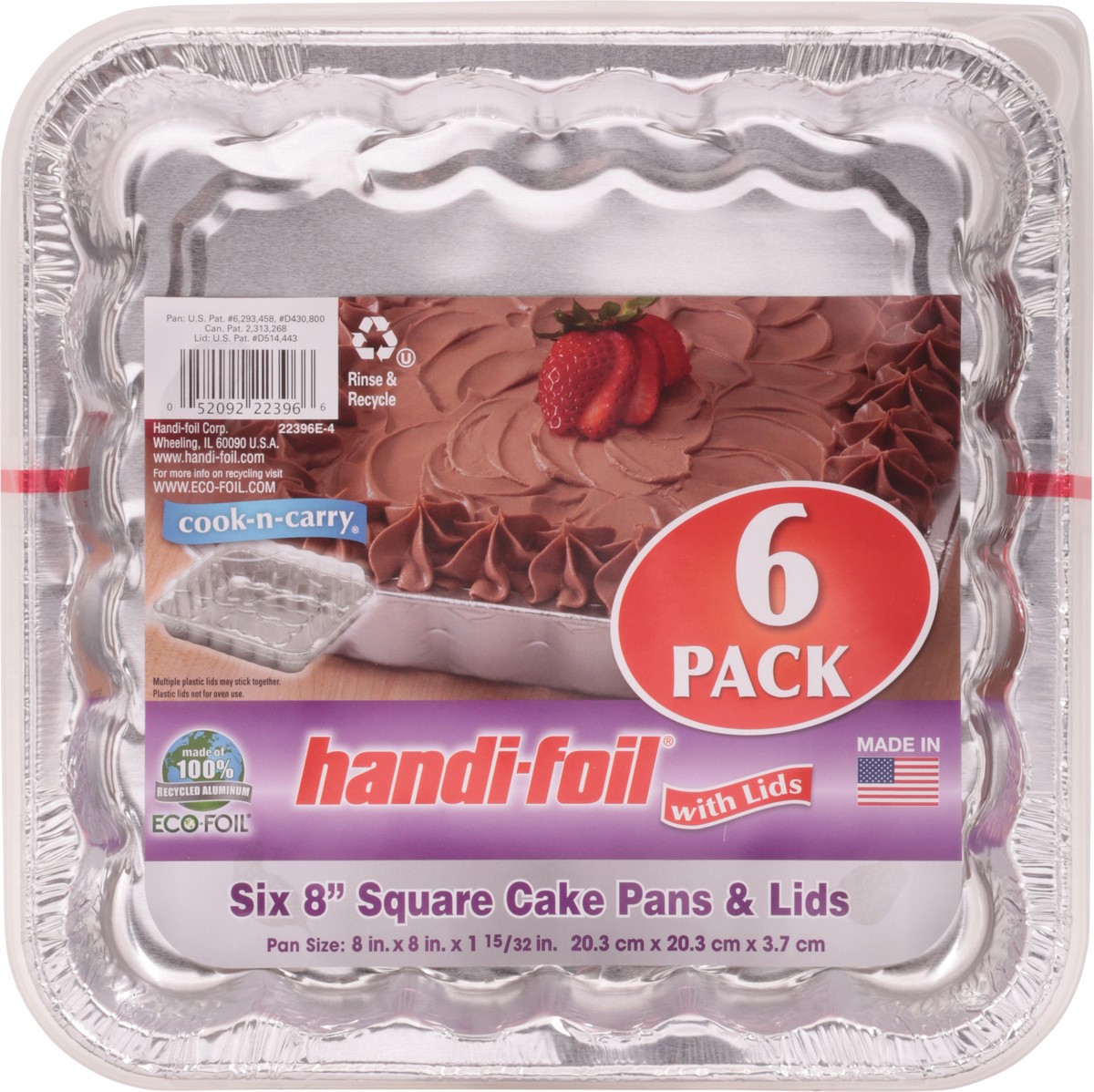 slide 2 of 10, Handi-foil 8 Inches Cake Pans & Lids 6 Pack 6 ea, 6 ct