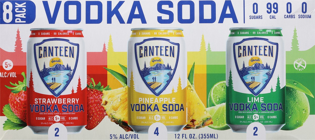 slide 3 of 9, Canteen Spirits 8 Pack Strawberry/Pineapple/Lime Vodka Soda 8 - 12 fl oz Cans, 8 ct; 12 fl oz