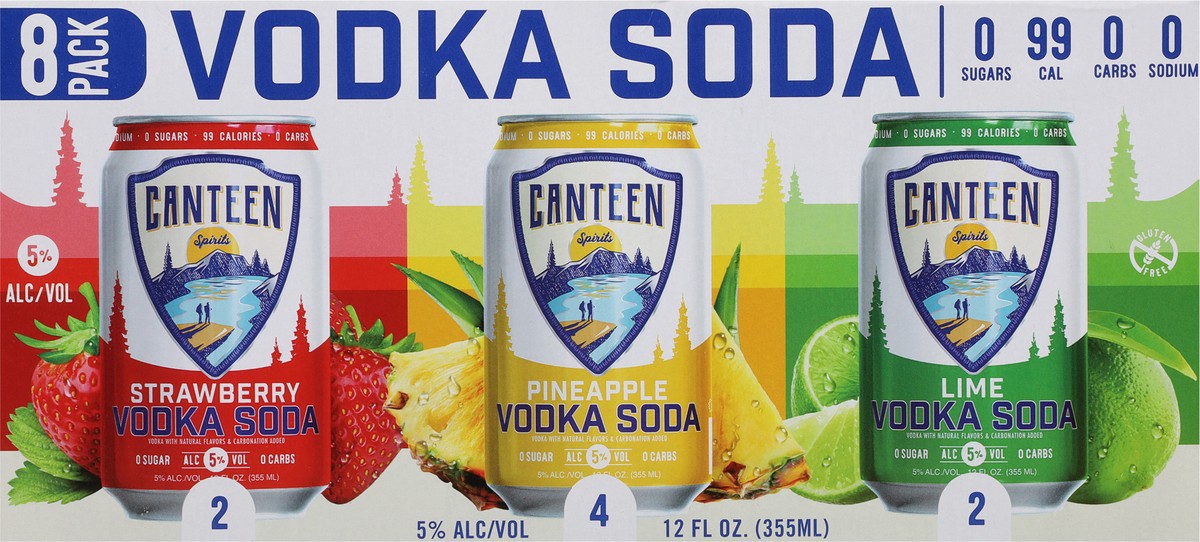 slide 6 of 9, Canteen Spirits 8 Pack Strawberry/Pineapple/Lime Vodka Soda 8 - 12 fl oz Cans, 8 ct; 12 fl oz