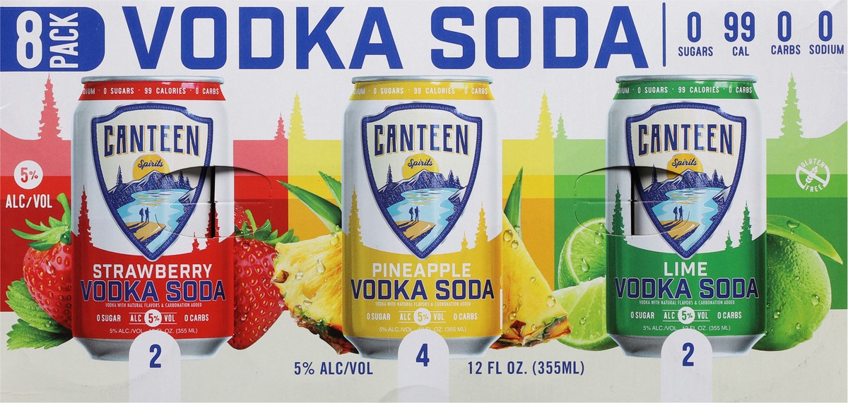 slide 4 of 9, Canteen Spirits 8 Pack Strawberry/Pineapple/Lime Vodka Soda 8 - 12 fl oz Cans, 8 ct; 12 fl oz