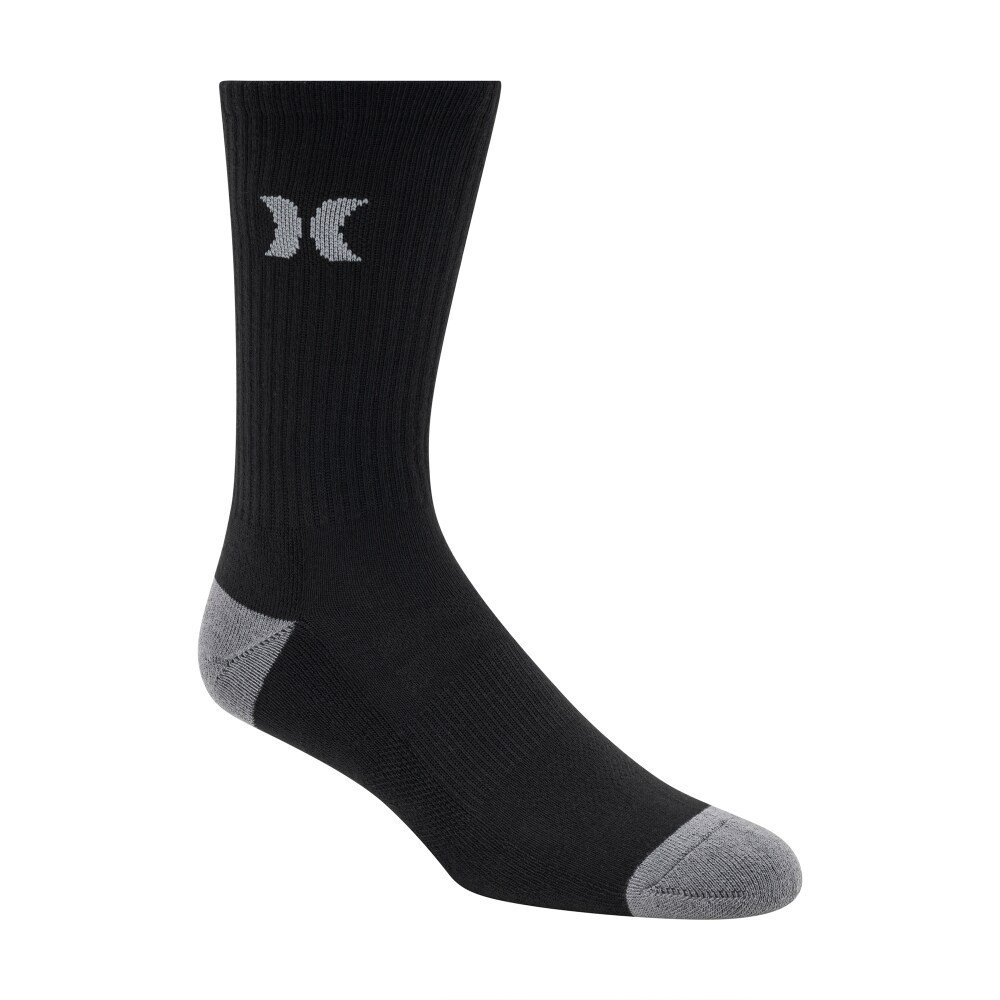slide 2 of 3, Hurley Mens Crew Socks - Black, 6 ct