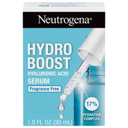 Neutrogena Hydro Boost Hyaluronic Acid Serum For Face with Vitamin B5, Lightweight Hydrating Face Serum for Dry Skin, Oil-Free, Non-Comedogenic, Fragrance Free, 1 oz