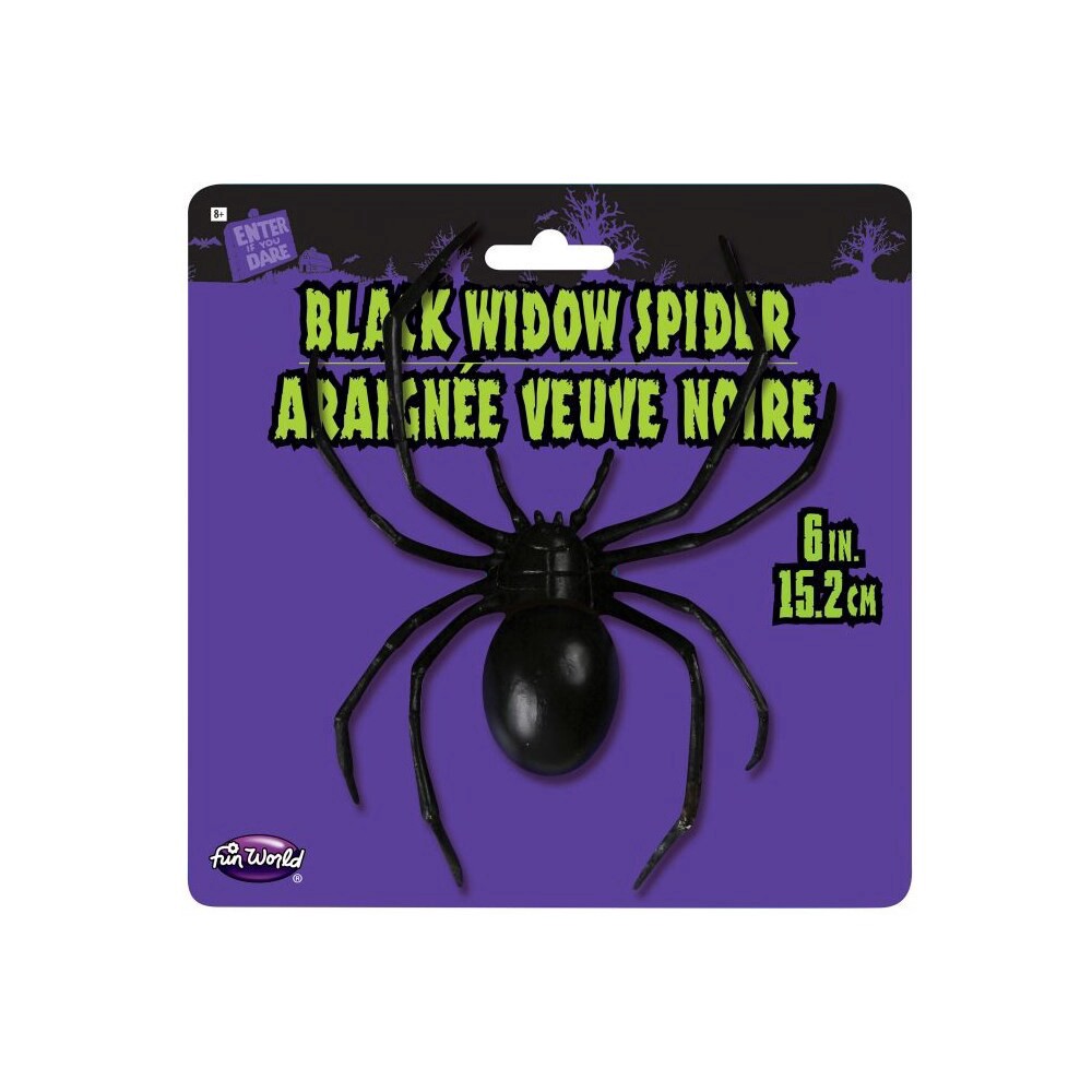 slide 1 of 1, Fun World Black Widow Spider Decoration, 6 in