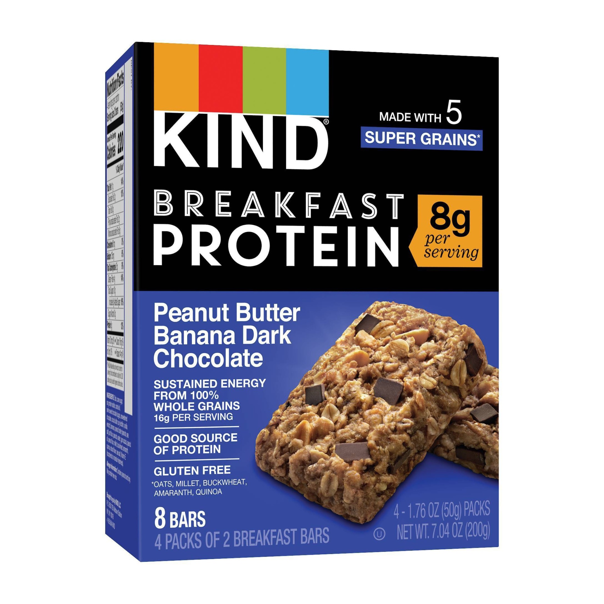 slide 1 of 2, KIND Breakfast Protein Peanut Butter Banana Dark Chocolate Granola Bars, 4 ct; 1.76 oz