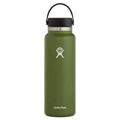 slide 1 of 1, Hydro Flask Wide Mouth Water Bottle with Flex Cap, Olive, 40 oz