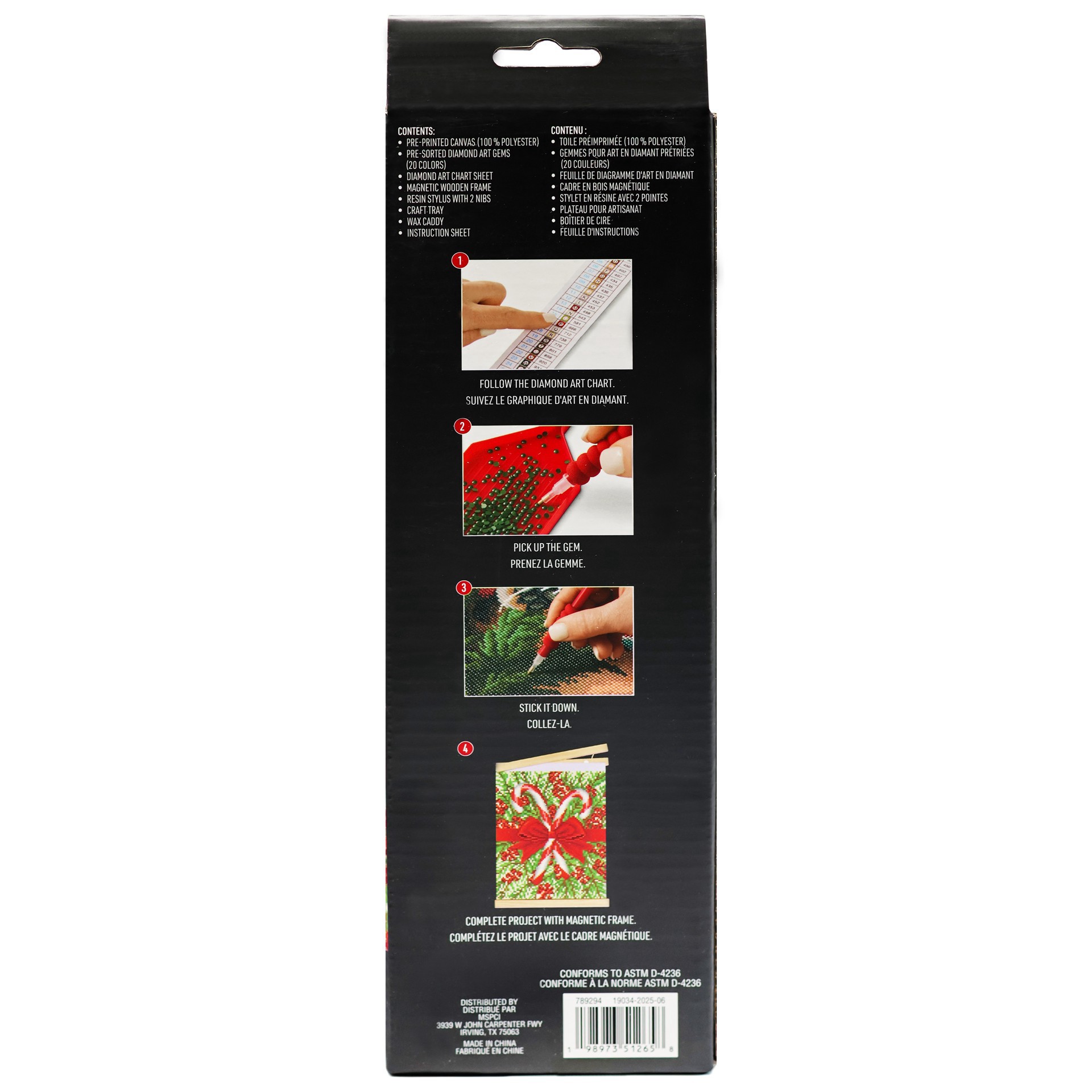 slide 3 of 4, 8" X 10" Candy Cane Diamond Art Kit With Frame By Make Market, 8 in x 10 in