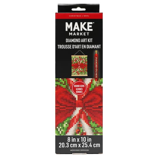 slide 1 of 4, 8" X 10" Candy Cane Diamond Art Kit With Frame By Make Market, 8 in x 10 in