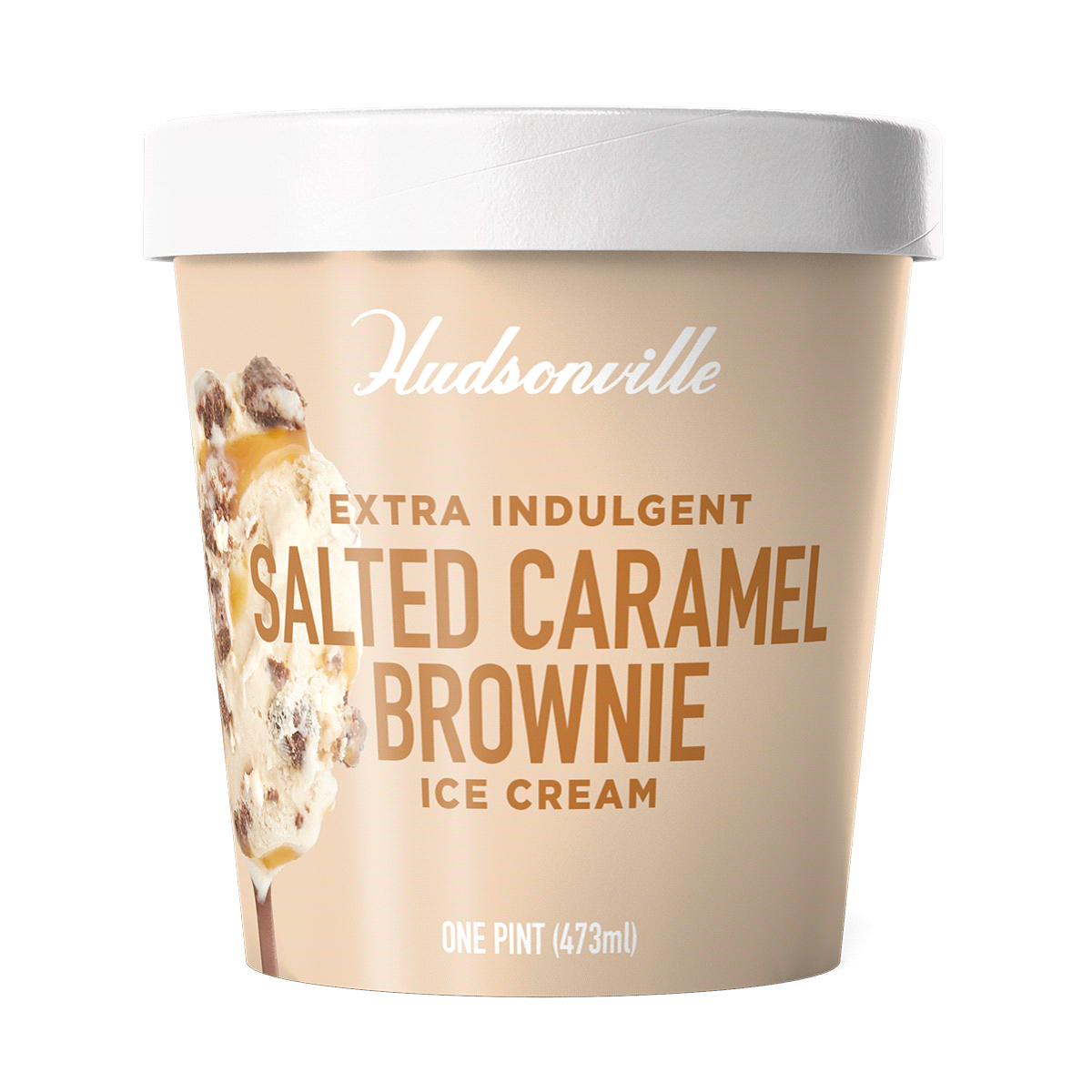 slide 1 of 1, Hudsonville Salted Caramel Brownie Ice Cream Pint, 16 oz